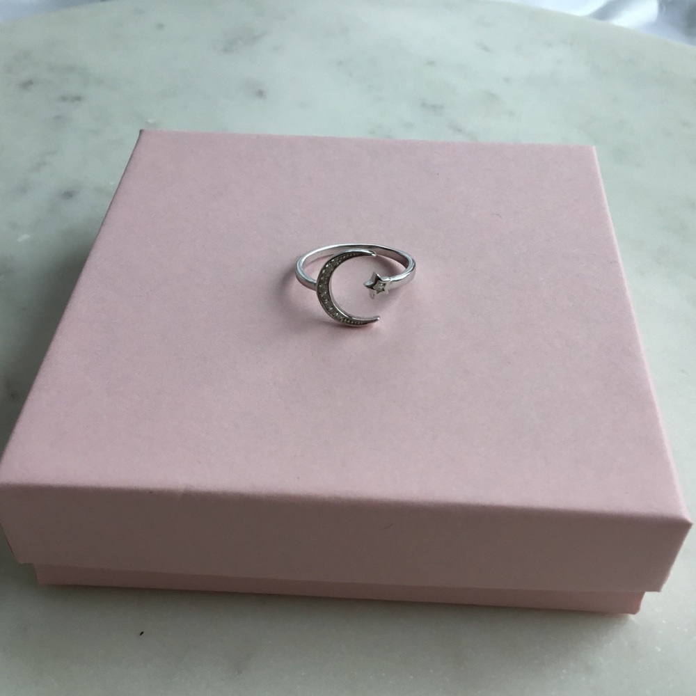 Sterling Silver CZ Ring - Moon and Star - Picture 9 of 14